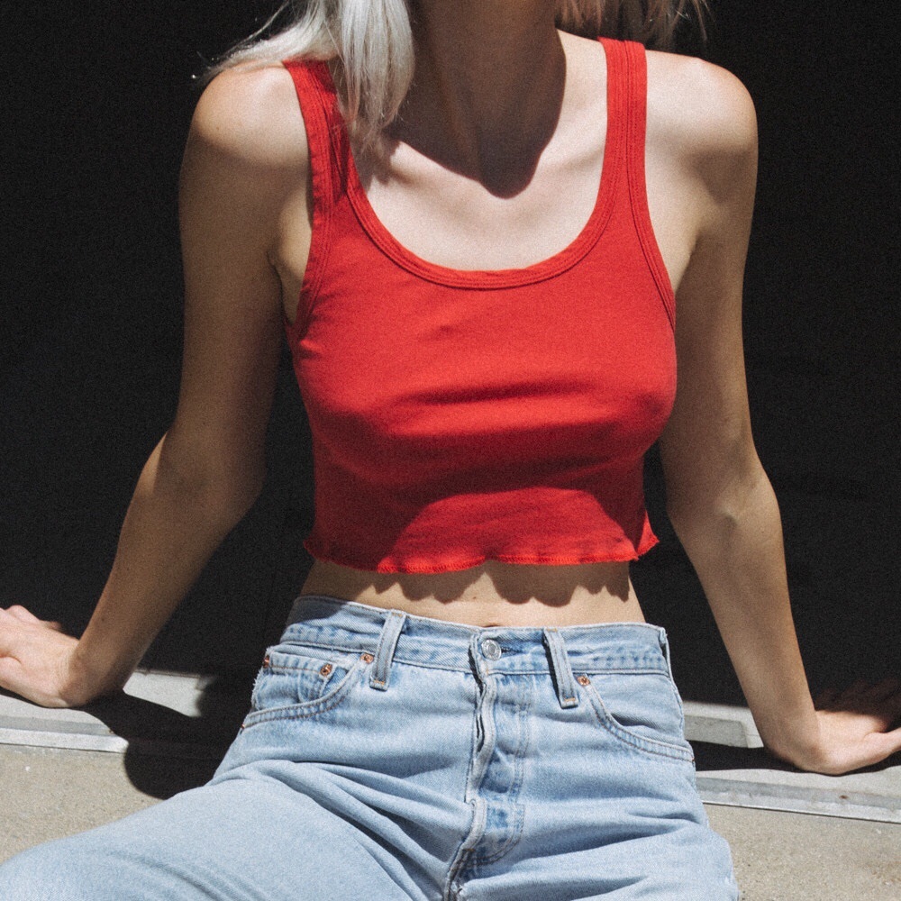 Brandy Melville red ruffle tank top